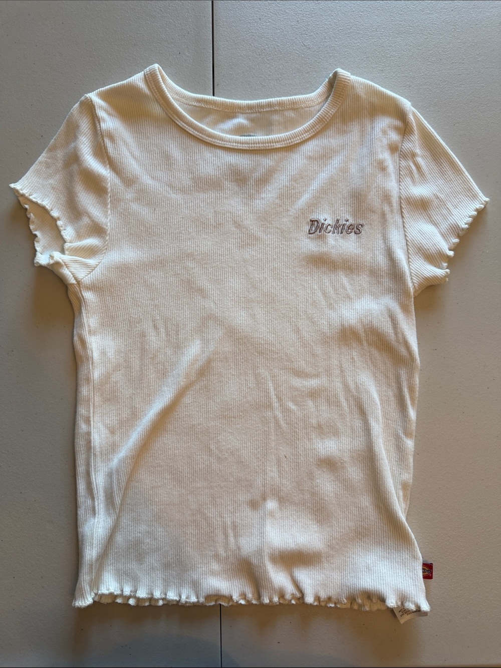 Dickies Girls White Ribbed Short Sleeve Tee